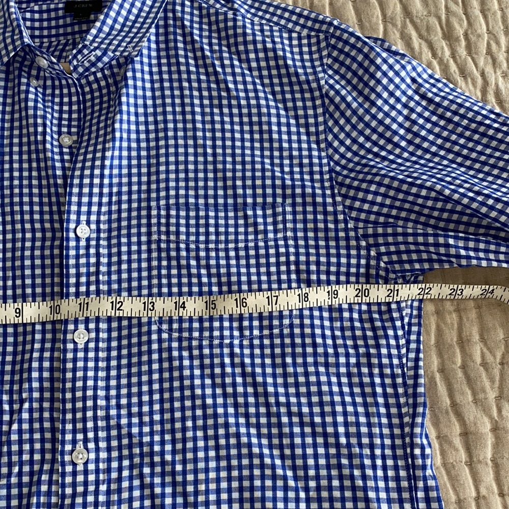 J. Crew Blue/White Gingham Checked Button Down Sl… - image 6